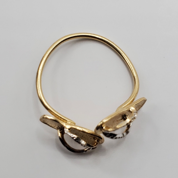 10k Solid Yellow & White Gold Double Flip Flip Beach Sandal Ring - Picture 4 of 8